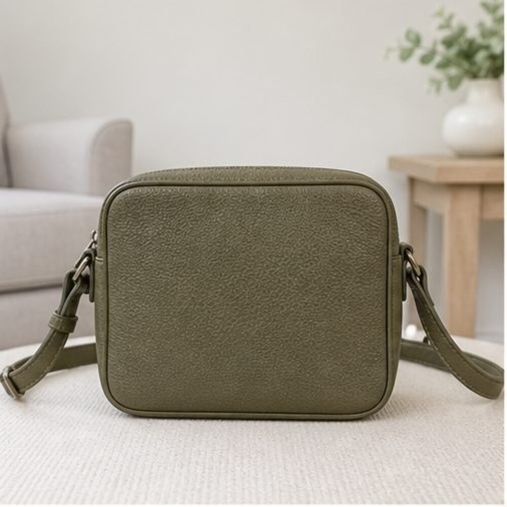 Olive Pebbled Crossbody Bag